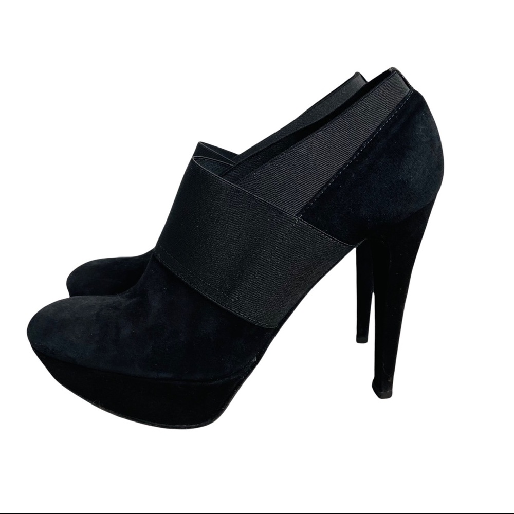 Stuart Weitzman Kilgore Black Suede Platform Booties